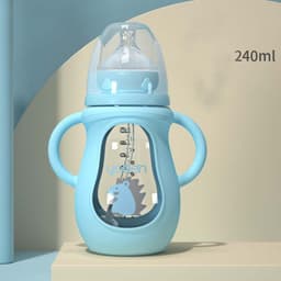 image-Anti-Scalding Handle Silicone Sleeve Insulated Baby Bottle