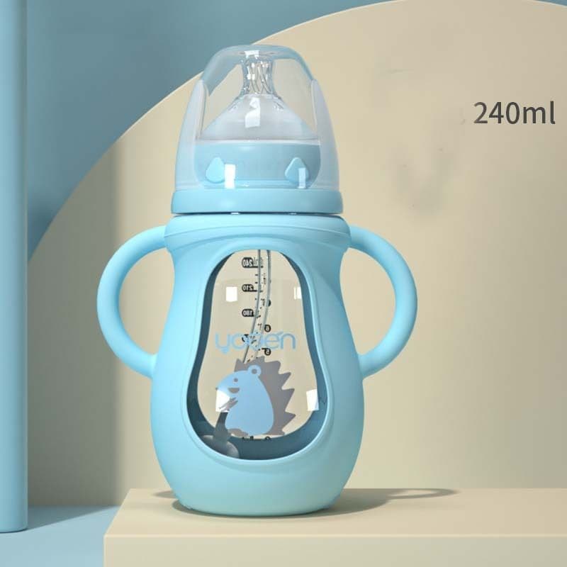 image-Anti-Scalding Handle Silicone Sleeve Insulated Baby Bottle