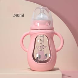 image-Anti-Scalding Handle Silicone Sleeve Insulated Baby Bottle