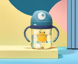 image-Babycare 240ml Baby Sippy Cup Cute Shape Anti-Choke Straw Baby Water Bottle