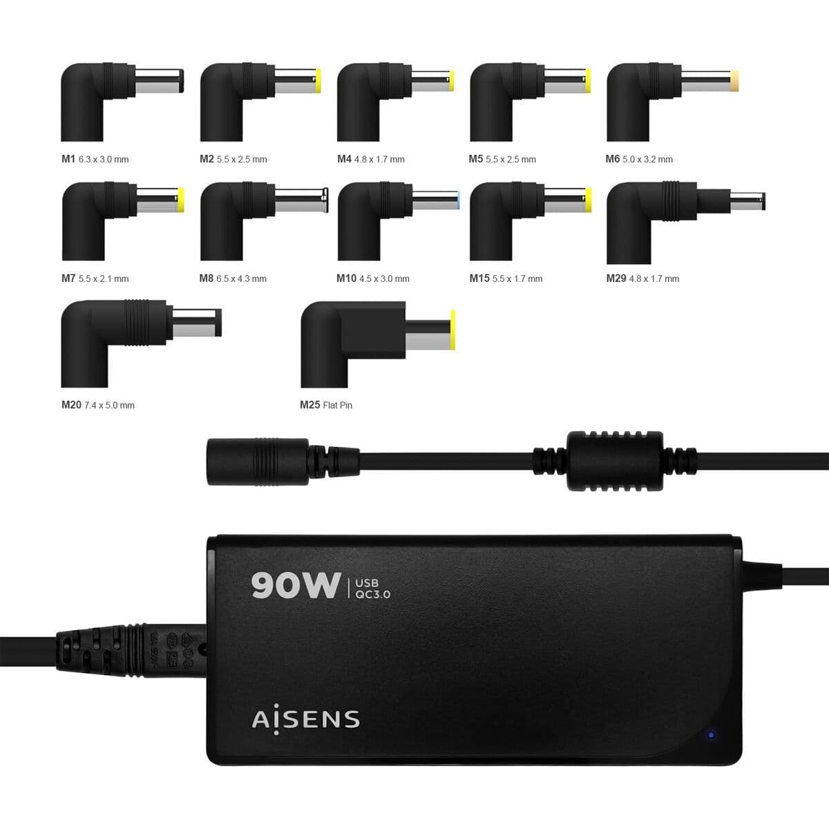 image-Laptop Charger Aisens ASLC-90WAUTO-BK 90 W Universal