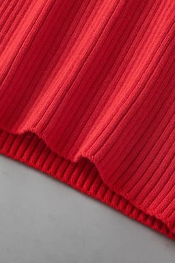 image-Pink Colorblock Edge Ribbed Knit U Neck Tank Top