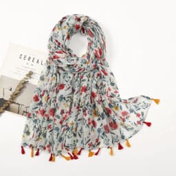 image-Japanese and Korean fresh rendering ink painting butterfly print sun protection shawl travel beach towel cotton and linen feel scarf