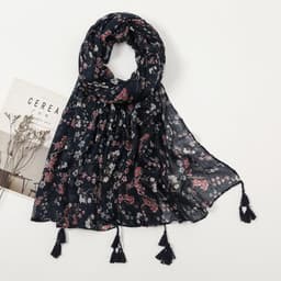image-Japanese and Korean fresh rendering ink painting butterfly print sun protection shawl travel beach towel cotton and linen feel scarf
