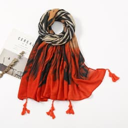 image-Japanese and Korean fresh rendering ink painting butterfly print sun protection shawl travel beach towel cotton and linen feel scarf