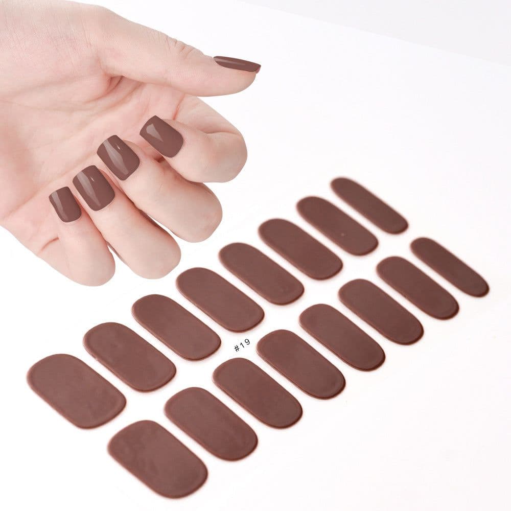 image-Gel uv nail stickers new semi-cured phototherapy nail stickers full stickers waterproof long-lasting cream style gel soft nail stickers