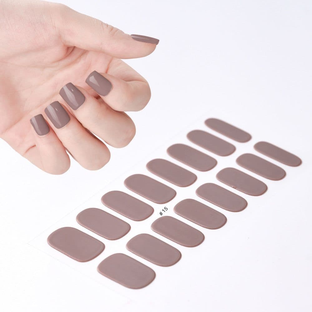 image-Gel uv nail stickers new semi-cured phototherapy nail stickers full stickers waterproof long-lasting cream style gel soft nail stickers