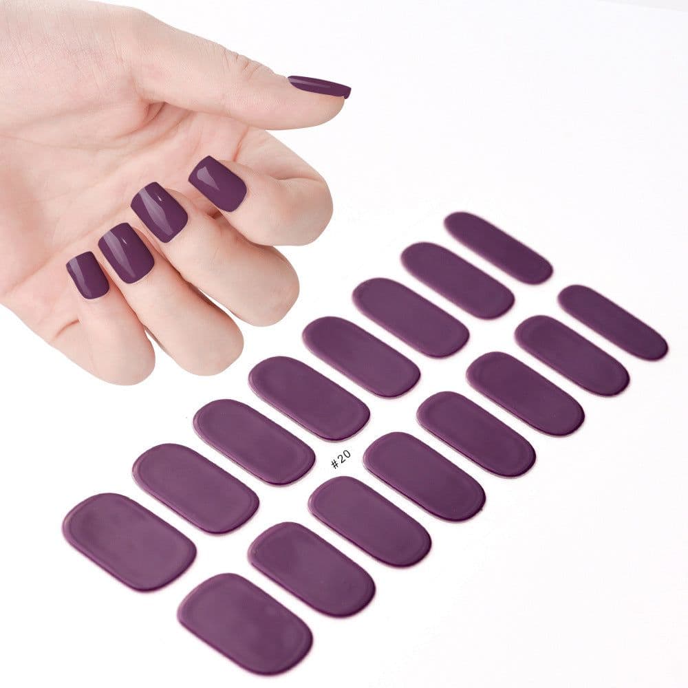 image-Gel uv nail stickers new semi-cured phototherapy nail stickers full stickers waterproof long-lasting cream style gel soft nail stickers