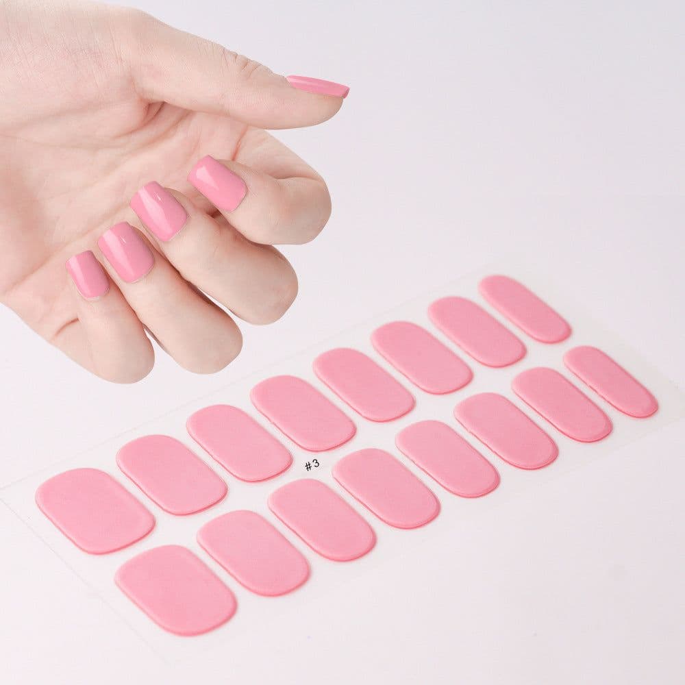 image-Gel uv nail stickers new semi-cured phototherapy nail stickers full stickers waterproof long-lasting cream style gel soft nail stickers