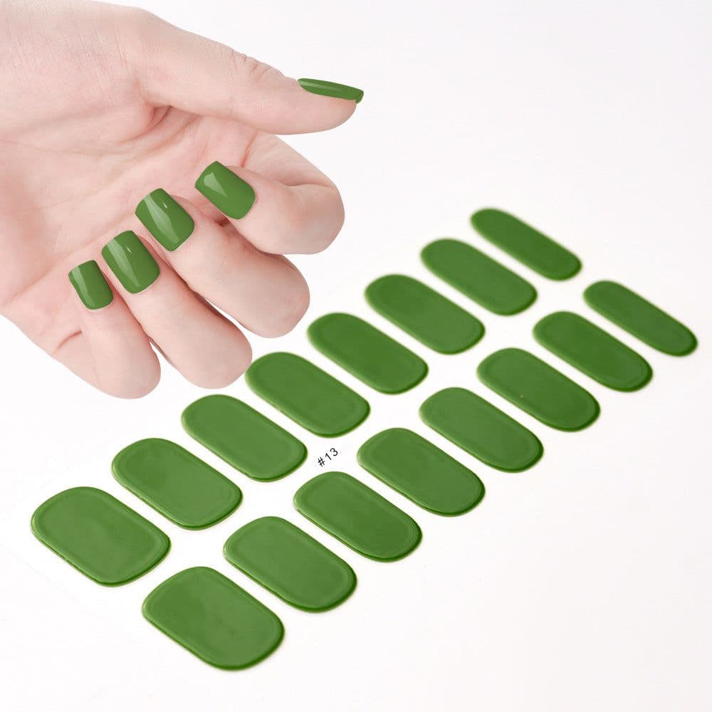 image-Gel uv nail stickers new semi-cured phototherapy nail stickers full stickers waterproof long-lasting cream style gel soft nail stickers