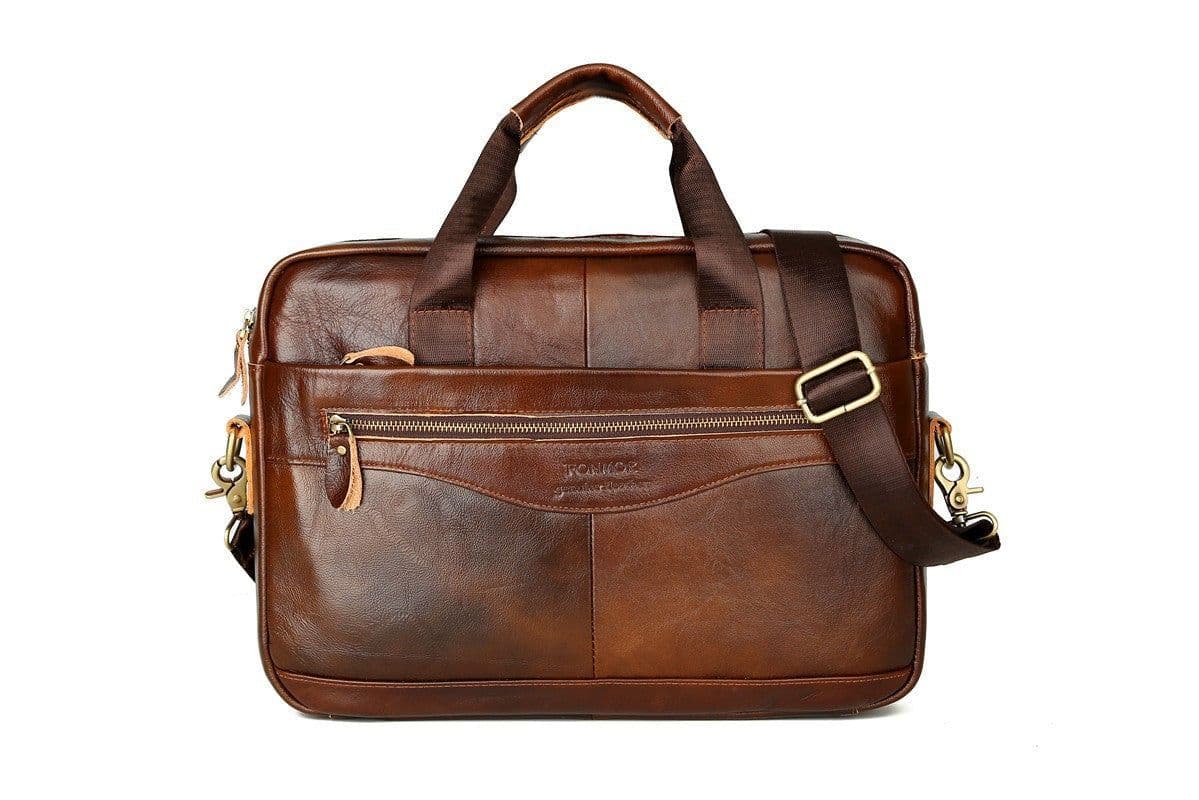 image-Cross-border genuine leather men's bag briefcase cowhide men's crossbody bag horizontal business bag men's handbag shoulder bag