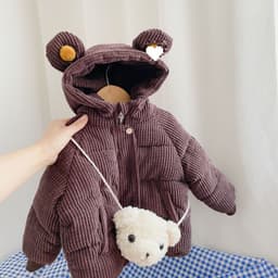 image-Green Companion Girls Cartoon Hooded Thickened Cotton Clothes Girls Autumn Clothes Winter Cotton Clothes Girls Baby Thickened Jackets Baby
