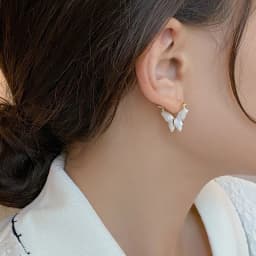image-Drop glaze butterfly earrings for women 2023 new popular fashion earrings niche design light luxury high-end temperament earrings