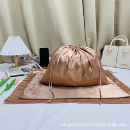 image-Mercerized satin large-capacity bag dust bag travel storage bag shoe and clothing drawstring pocket drawstring organizer bag