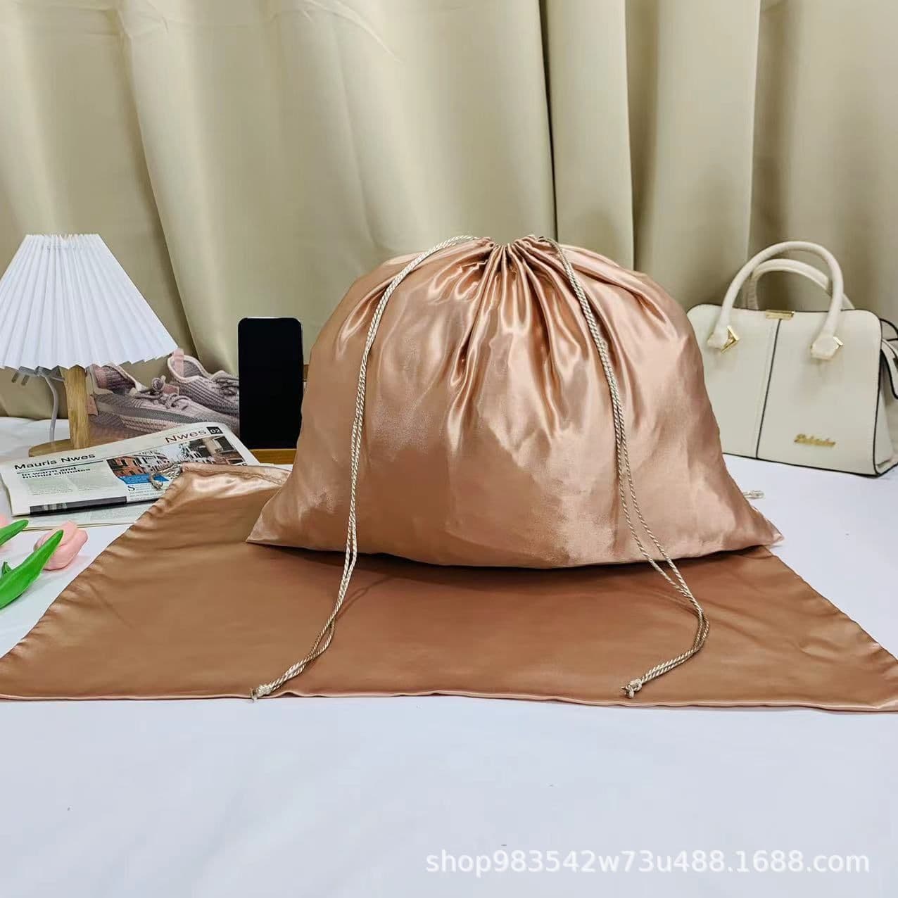 image-Mercerized satin large-capacity bag dust bag travel storage bag shoe and clothing drawstring pocket drawstring organizer bag