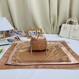 image-Mercerized satin large-capacity bag dust bag travel storage bag shoe and clothing drawstring pocket drawstring organizer bag