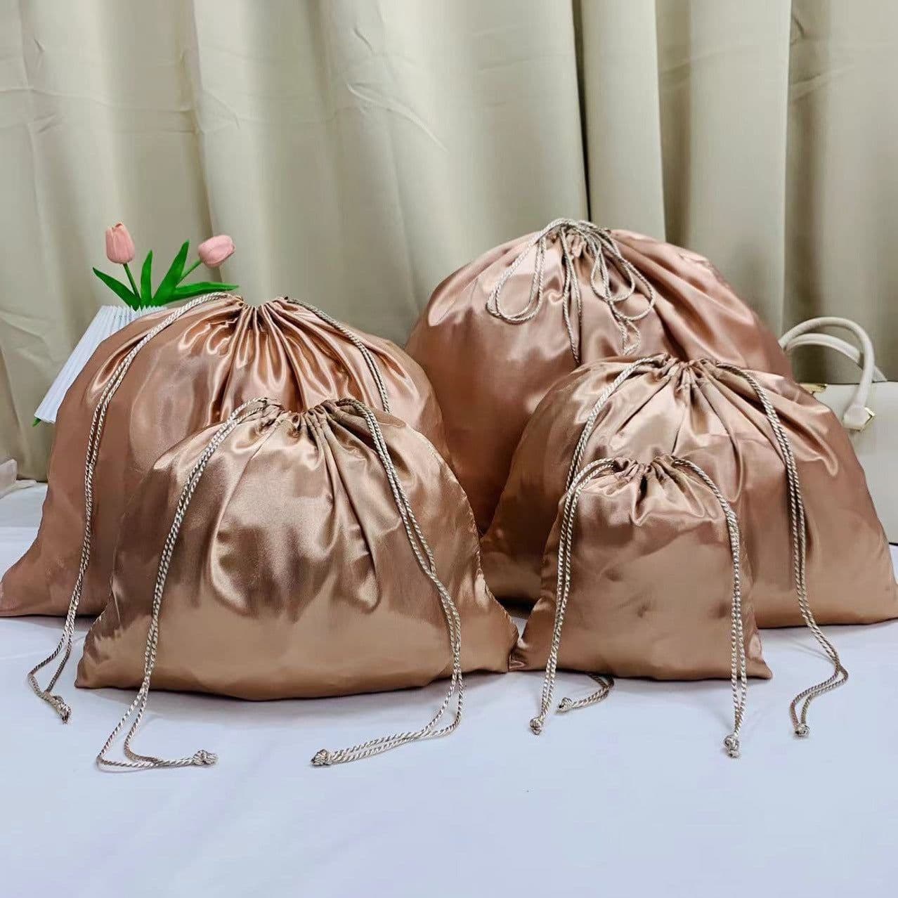 image-Mercerized satin large-capacity bag dust bag travel storage bag shoe and clothing drawstring pocket drawstring organizer bag