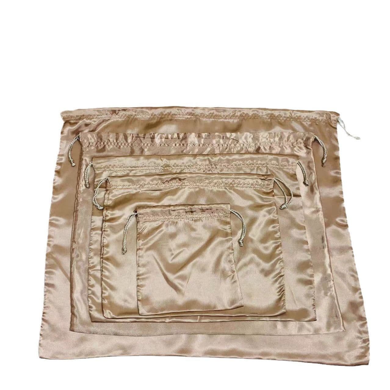 image-Mercerized satin large-capacity bag dust bag travel storage bag shoe and clothing drawstring pocket drawstring organizer bag