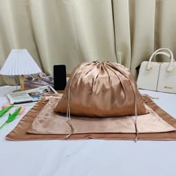 image-Mercerized satin large-capacity bag dust bag travel storage bag shoe and clothing drawstring pocket drawstring organizer bag