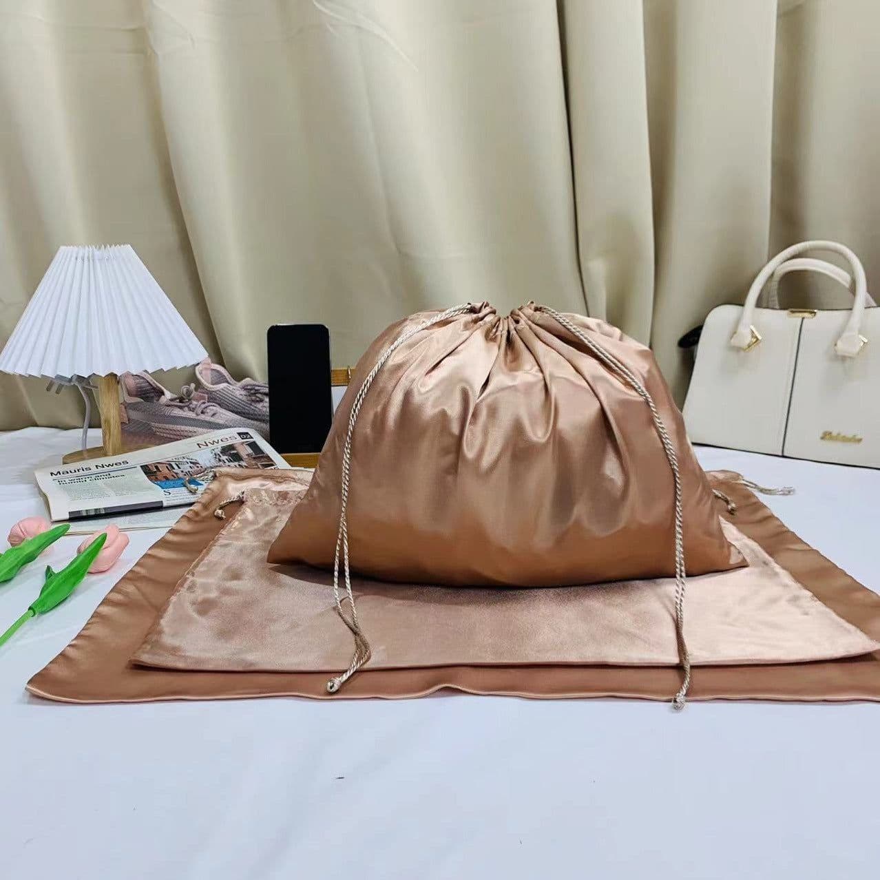 image-Mercerized satin large-capacity bag dust bag travel storage bag shoe and clothing drawstring pocket drawstring organizer bag