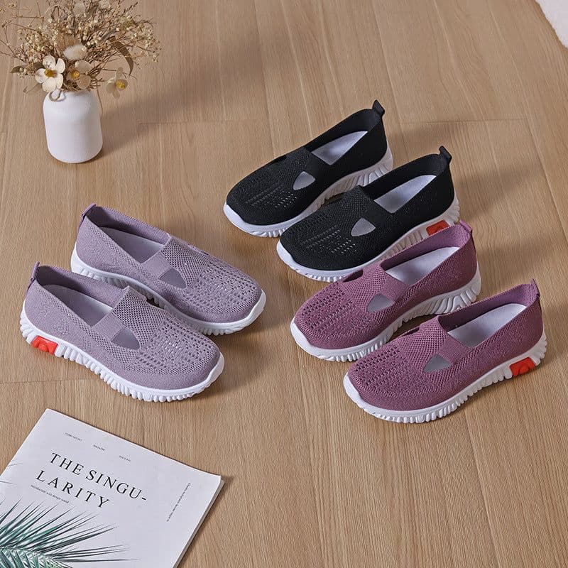image-Cross-border generation summer new breathable mesh flying weaving middle-aged and elderly mother shoes comfortable non-slip women's square dance shoes