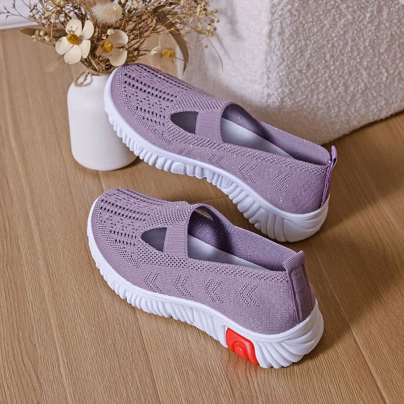 image-Cross-border generation summer new breathable mesh flying weaving middle-aged and elderly mother shoes comfortable non-slip women's square dance shoes