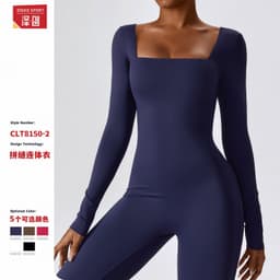 image-Zechuang European and American autumn and winter tight-fitting long-sleeved yoga clothes for women naked fitness sports quick-drying yoga jumpsuit 8150