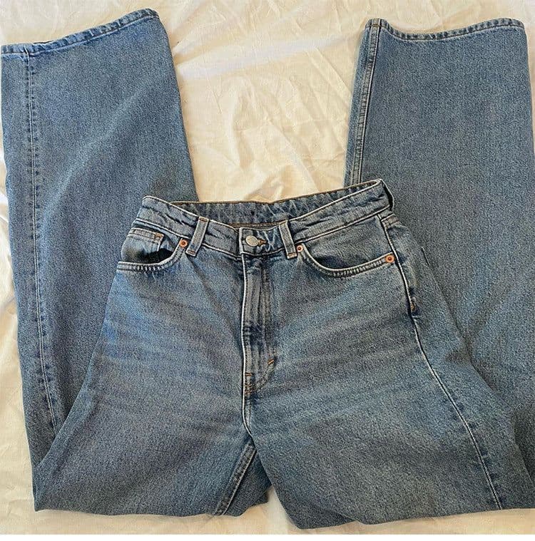 image-2022 New Fashion Straight Leg Denim Trousers Retro Loose Washed Loose High Waist Jeans for Women