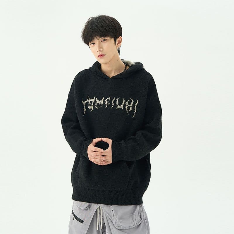 image-American lazy style sweater men's sweatshirt vibe national trend niche design hooded high street casual loose sweater