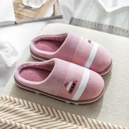 image-Men's cotton slippers winter home couple home indoor non-slip warm floor thick-soled plush cotton slippers women's winter