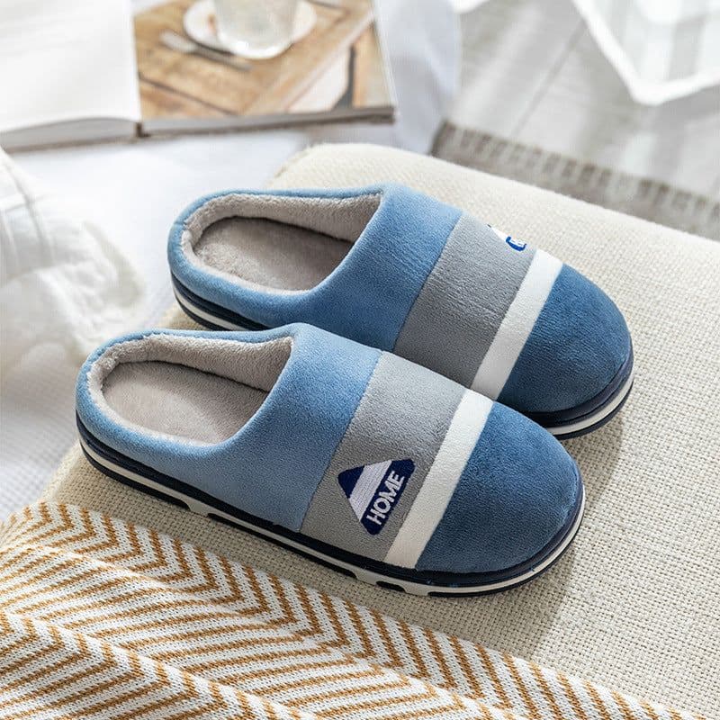 image-Men's cotton slippers winter home couple home indoor non-slip warm floor thick-soled plush cotton slippers women's winter