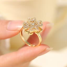 image-Ring women do not fade niche design ins wind girls wholesale living mouth double-layer rotating four-leaf clover with diamond opening