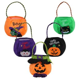 image-Qiaoding's new Halloween decoration supplies hooded round tote bag Ghost Festival children's candy gift bag pumpkin bag