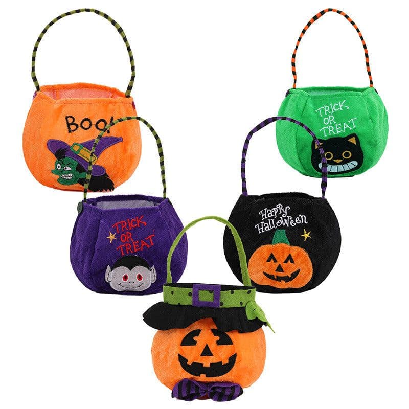 image-Qiaoding's new Halloween decoration supplies hooded round tote bag Ghost Festival children's candy gift bag pumpkin bag