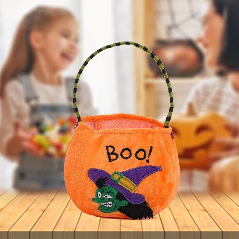 image-Qiaoding's new Halloween decoration supplies hooded round tote bag Ghost Festival children's candy gift bag pumpkin bag