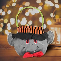 image-Qiaoding's new Halloween decoration supplies hooded round tote bag Ghost Festival children's candy gift bag pumpkin bag