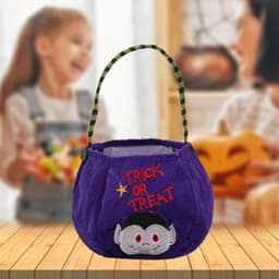 image-Qiaoding's new Halloween decoration supplies hooded round tote bag Ghost Festival children's candy gift bag pumpkin bag