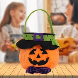 image-Qiaoding's new Halloween decoration supplies hooded round tote bag Ghost Festival children's candy gift bag pumpkin bag