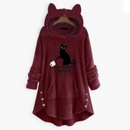 image-Cross-border European and American plus size women's 2020 autumn and winter jacket women's hooded long-sleeved pullover double-sided fleece loose sweater women