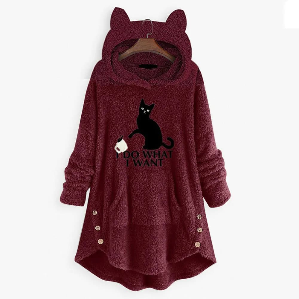 image-Cross-border European and American plus size women's 2020 autumn and winter jacket women's hooded long-sleeved pullover double-sided fleece loose sweater women