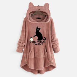 image-Cross-border European and American plus size women's 2020 autumn and winter jacket women's hooded long-sleeved pullover double-sided fleece loose sweater women