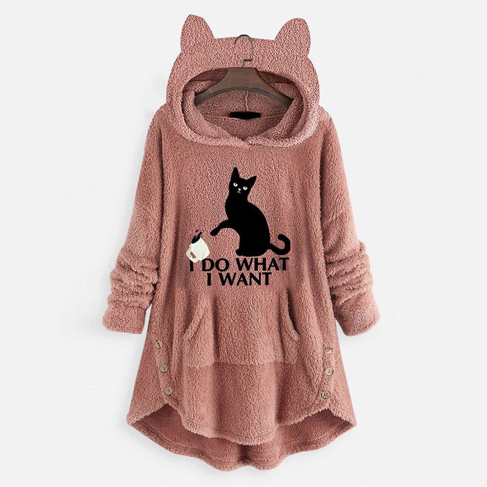 image-Cross-border European and American plus size women's 2020 autumn and winter jacket women's hooded long-sleeved pullover double-sided fleece loose sweater women
