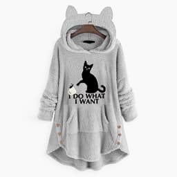 image-Cross-border European and American plus size women's 2020 autumn and winter jacket women's hooded long-sleeved pullover double-sided fleece loose sweater women