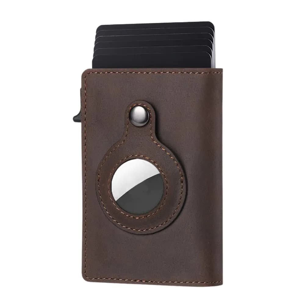 image-Amazon new magnetic buckle card holder airtag tracker card holder multifunctional men's wallet short tri-fold card holder