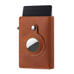 image-Amazon new magnetic buckle card holder airtag tracker card holder multifunctional men's wallet short tri-fold card holder