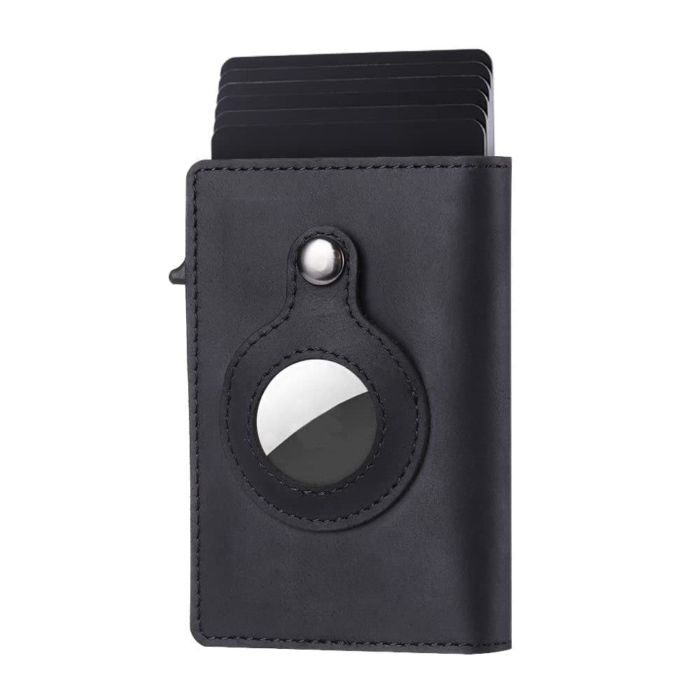 image-Amazon new magnetic buckle card holder airtag tracker card holder multifunctional men's wallet short tri-fold card holder