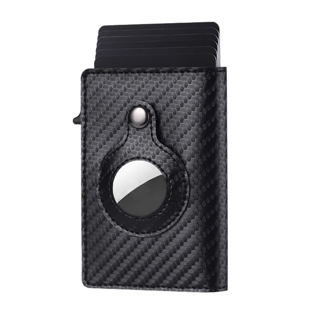 image-Amazon new magnetic buckle card holder airtag tracker card holder multifunctional men's wallet short tri-fold card holder
