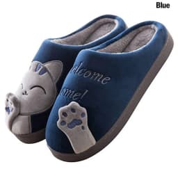 image-Cartoon Home Lucky Cat Cotton Slippers Fashion Home Lovers Men and Women Parent-child Shoes Non-slip Soft Coral Fleece Cotton Shoes