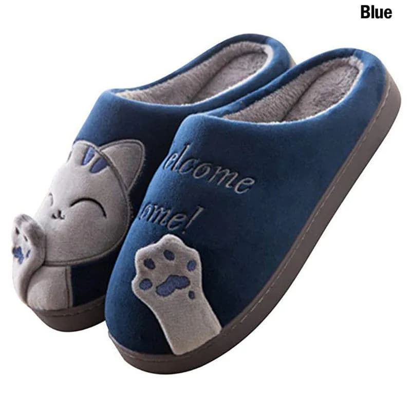 image-Cartoon Home Lucky Cat Cotton Slippers Fashion Home Lovers Men and Women Parent-child Shoes Non-slip Soft Coral Fleece Cotton Shoes