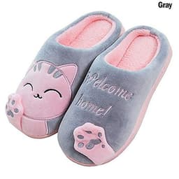 image-Cartoon Home Lucky Cat Cotton Slippers Fashion Home Lovers Men and Women Parent-child Shoes Non-slip Soft Coral Fleece Cotton Shoes